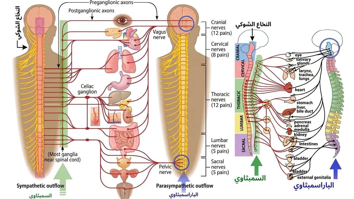 البطاقة الثالثة عشرة - النخاع الشوكي والسمبثاوي