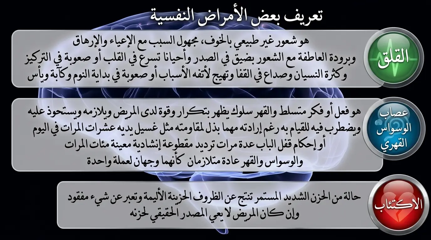 البطاقة التاسعة عشرة - تعريف بعض الأمراض النفسية