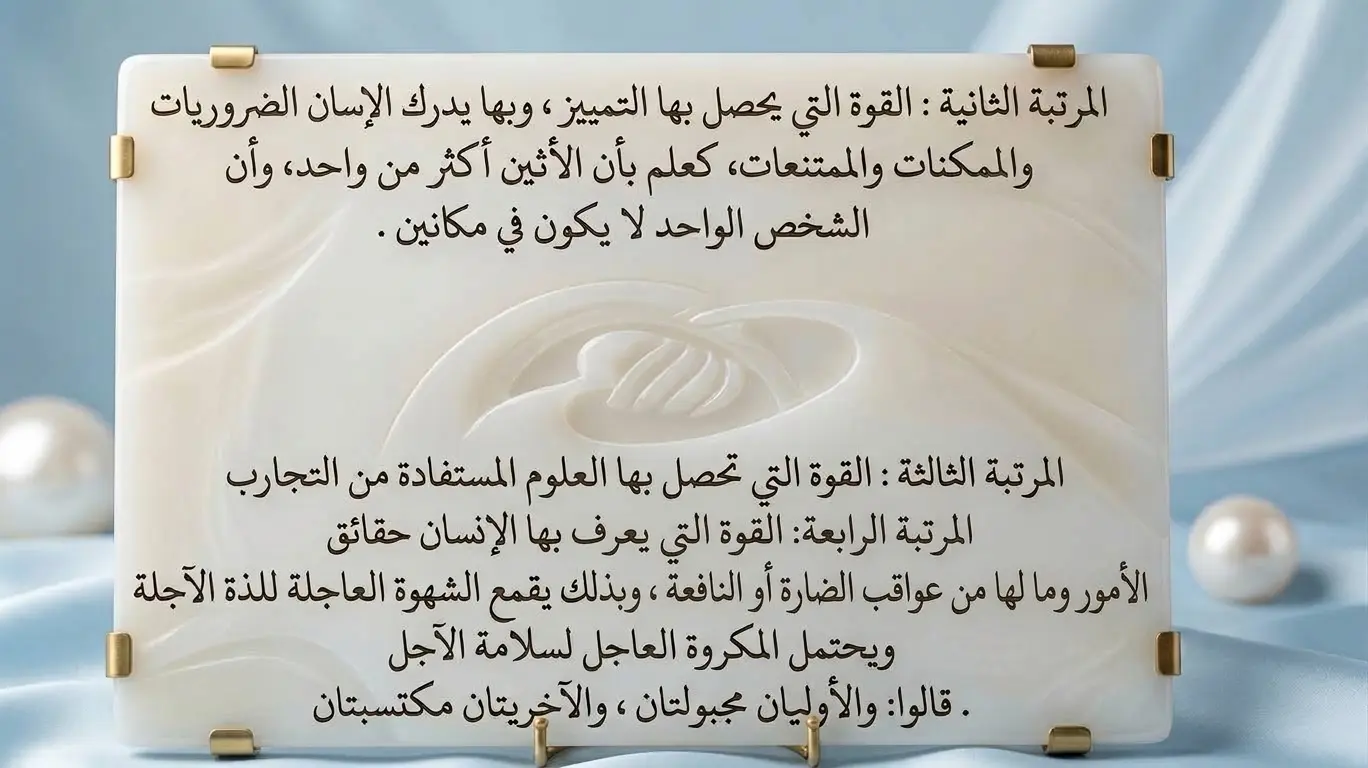 البطاقة الرابعة والثلاثون - مراتب القوى العقلية